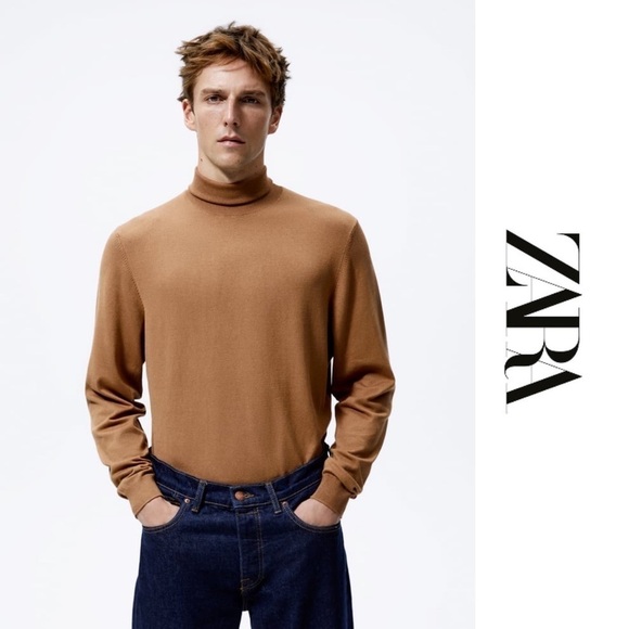 ZARA Basic high collar long sleeve sweater Mens size L - Picture 1 of 14